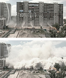 Videostills aus: DEMOLITION FLATS, 2014 SD-Video, 4:3, S/W, Mono, 10:06 min © Peggy Buth